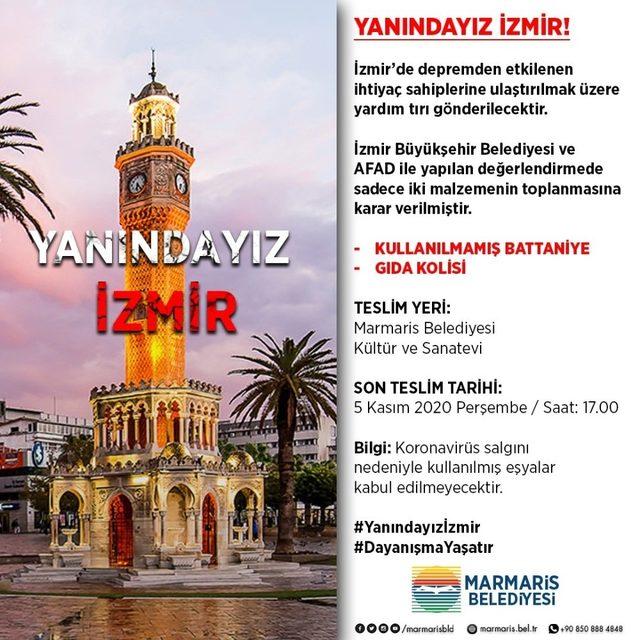 Marmaris’ten İzmir’e yardım eli
