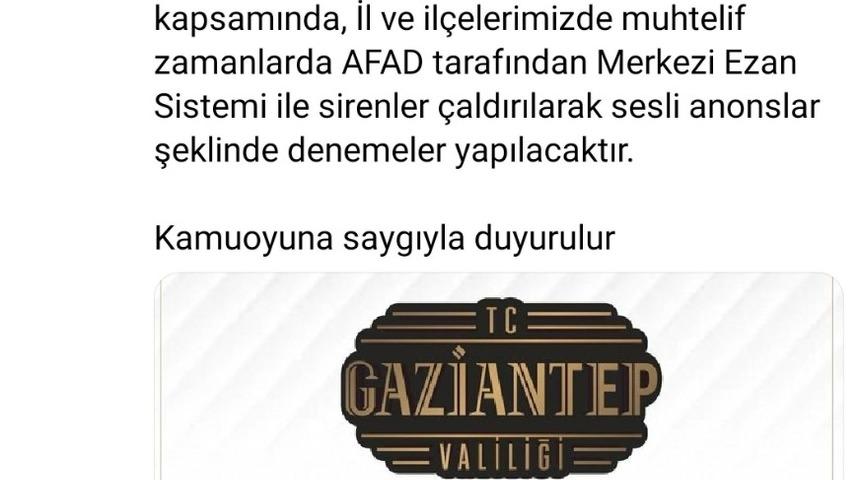 Gaziantep&rsquo;te "siren" sesi uyarısı