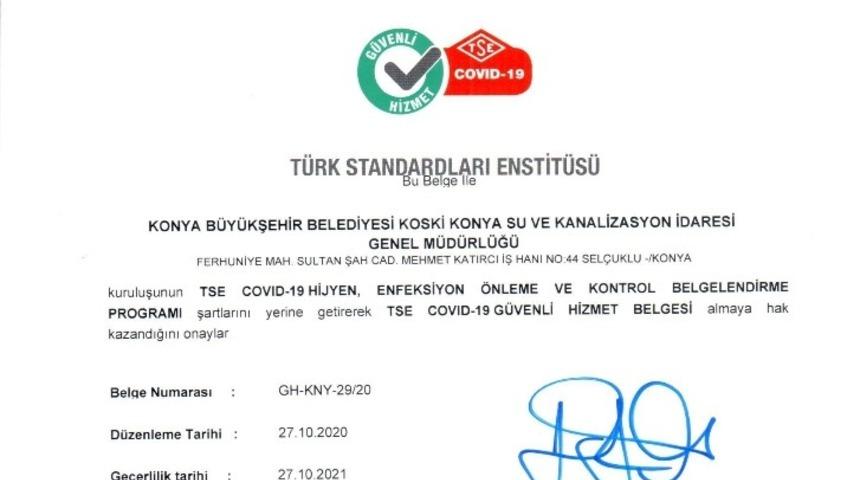 KOSKİ Covid-19 belgesini alan ilk su ve kanalizasyon idaresi oldu
