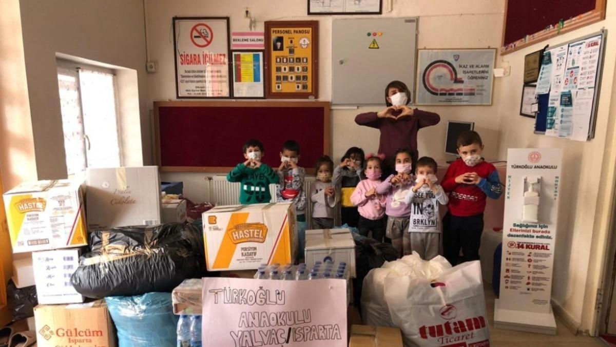 Ispartalı miniklerden İzmir&rsquo;e yardım eli