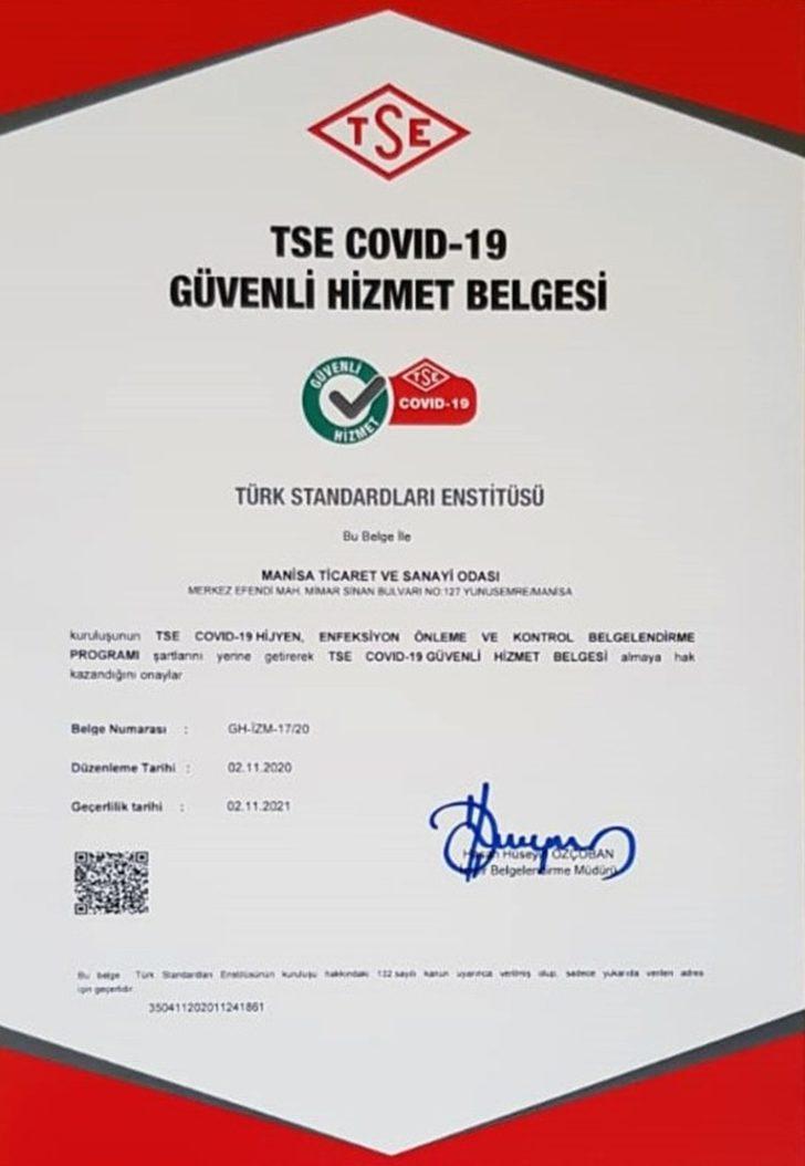 Manisa TSO ’Covid-19 Güvenli Hizmet Belgesi’ aldı G4