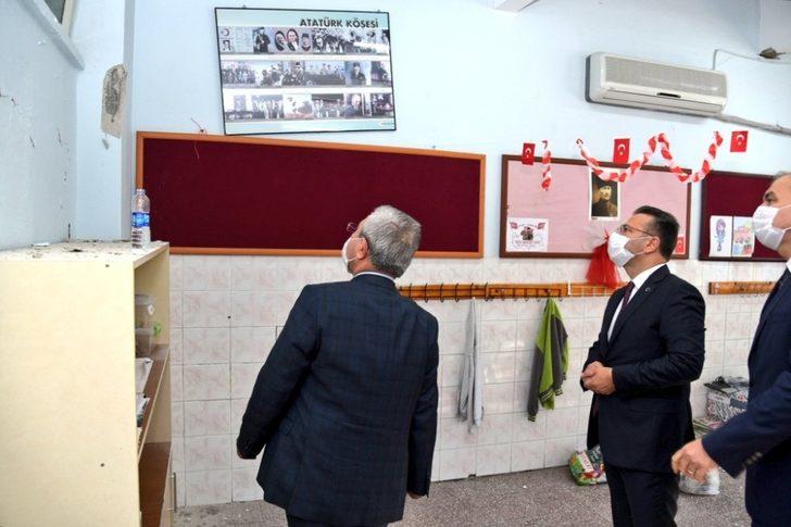 Vali Aksoy, depremde hasar gören okul binasında incelemede bulundu G3
