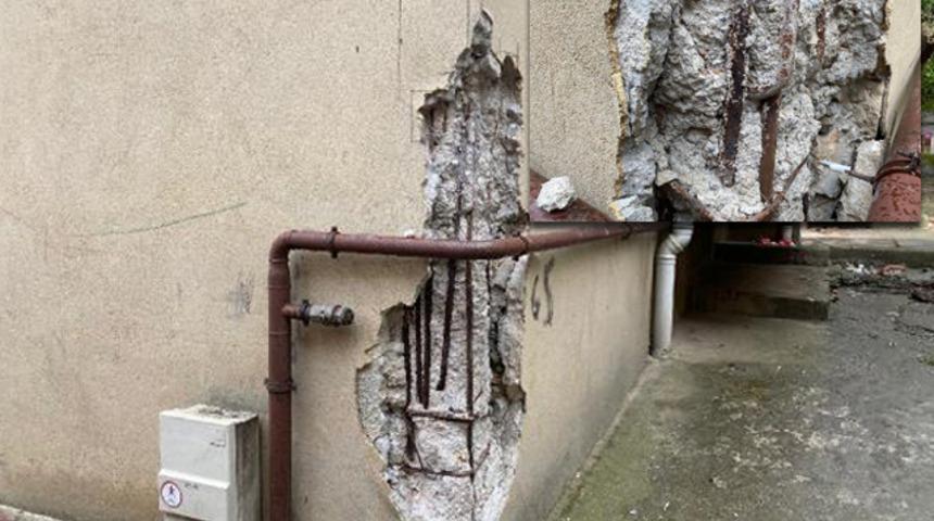 İstanbul'da korkutan g&ouml;r&uuml;nt&uuml;: Beton kum gibi d&ouml;k&uuml;ld&uuml;