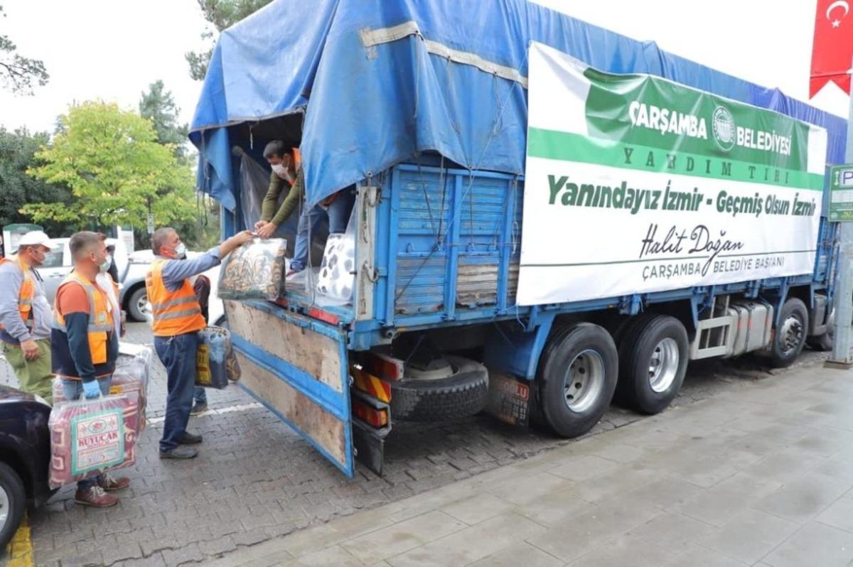 &Ccedil;arşamba Belediyesi&rsquo;nden deprem b&ouml;lgesine yardım