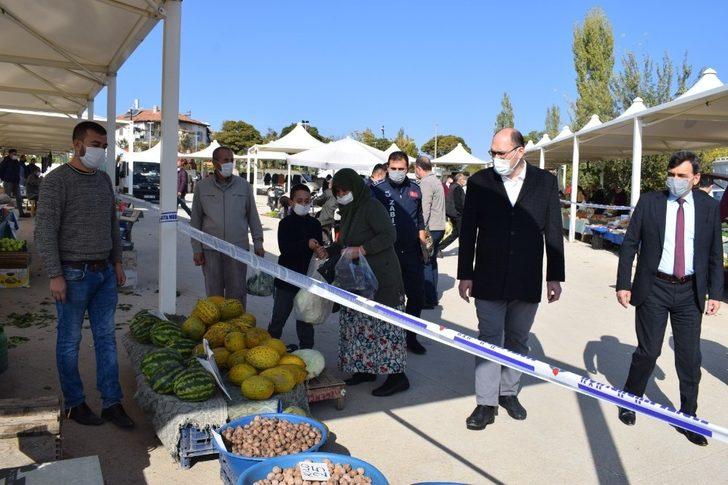 Kaymakam ve başkan yardımcısı pazarda korona denetiminde G3