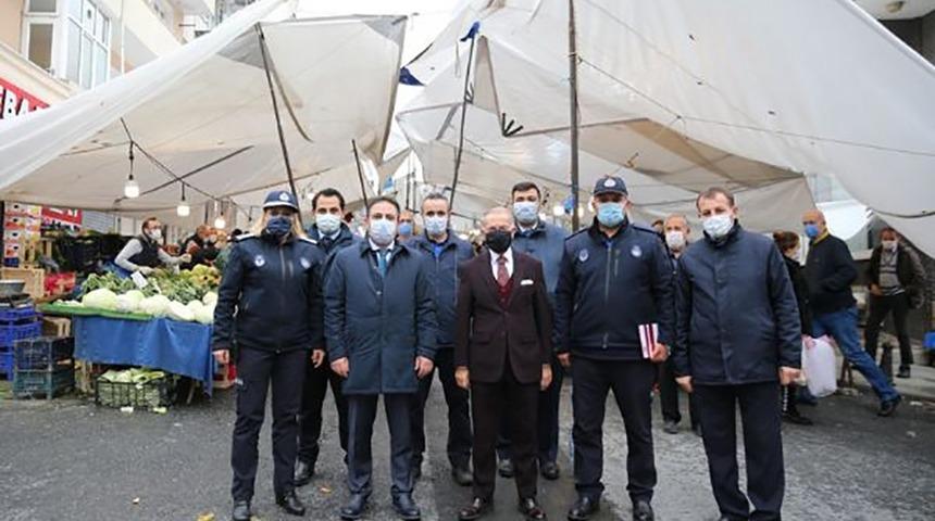 Başkan Aydıner&rsquo;den pazarda korona vir&uuml;s denetimi