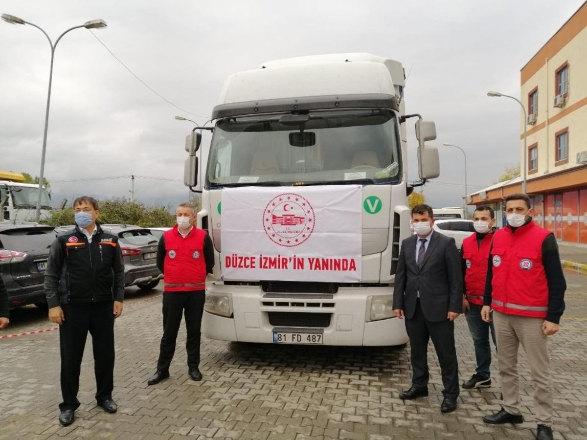 D&uuml;zce&rsquo;den bir yardım tırı daha İzmir&rsquo;e g&ouml;nderildi