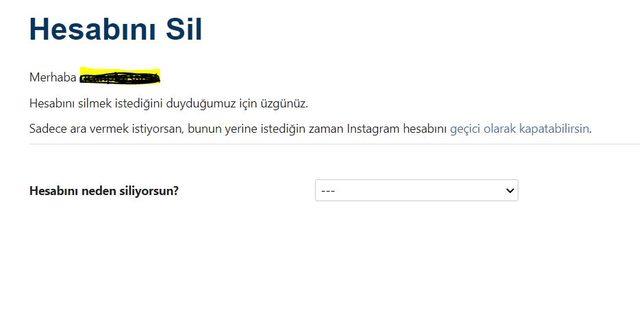 ınsntagram hesap silme