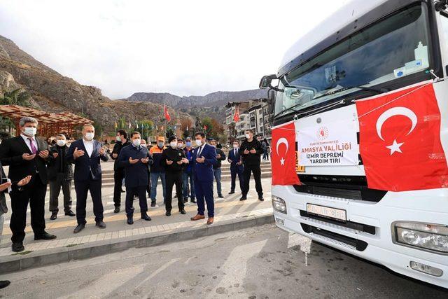 Amasya’dan İzmirli depremzedelere yardım tırı