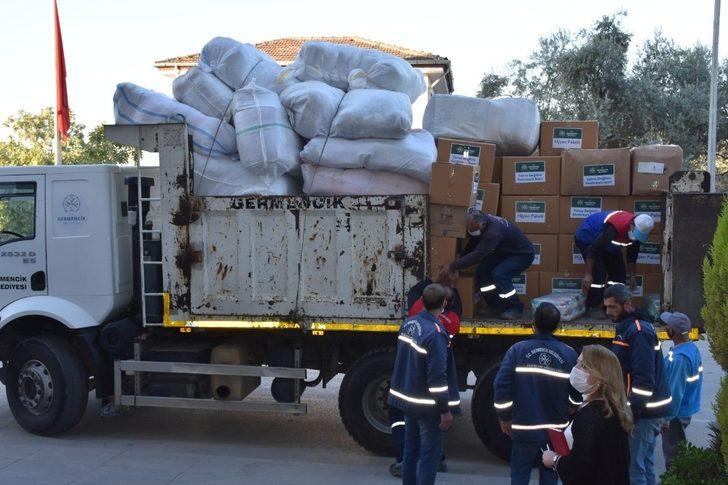 Germencik Belediyesi deprem yardım paketlerini ulaştırdı G4