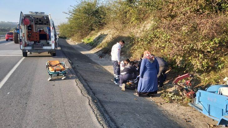 Yoldan çıkan patpat yağmursuyu kanalına düştü: 1 yaralı G2