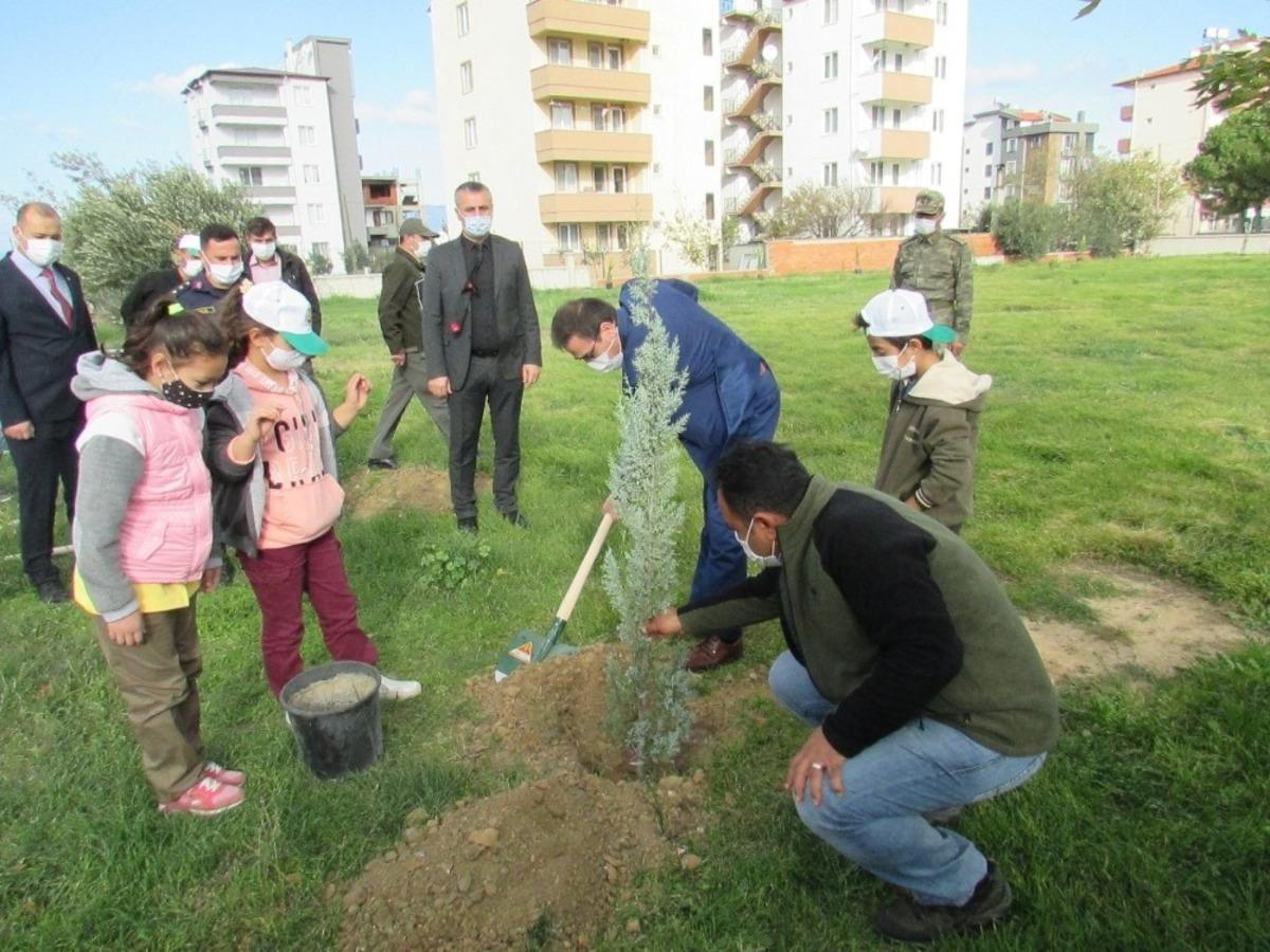Burhaniye&rsquo;de &ouml;ğrenciler ağa&ccedil; dikti