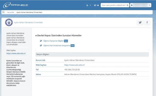 ADÜ Öğrenci Bilgi Sistemi E-Devlet sistemine entegre edildi