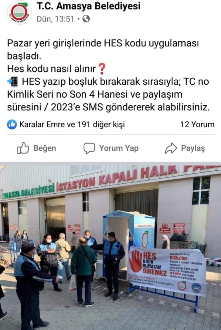Amasya’da pazar yerlerinde HES kodu uygulaması G3
