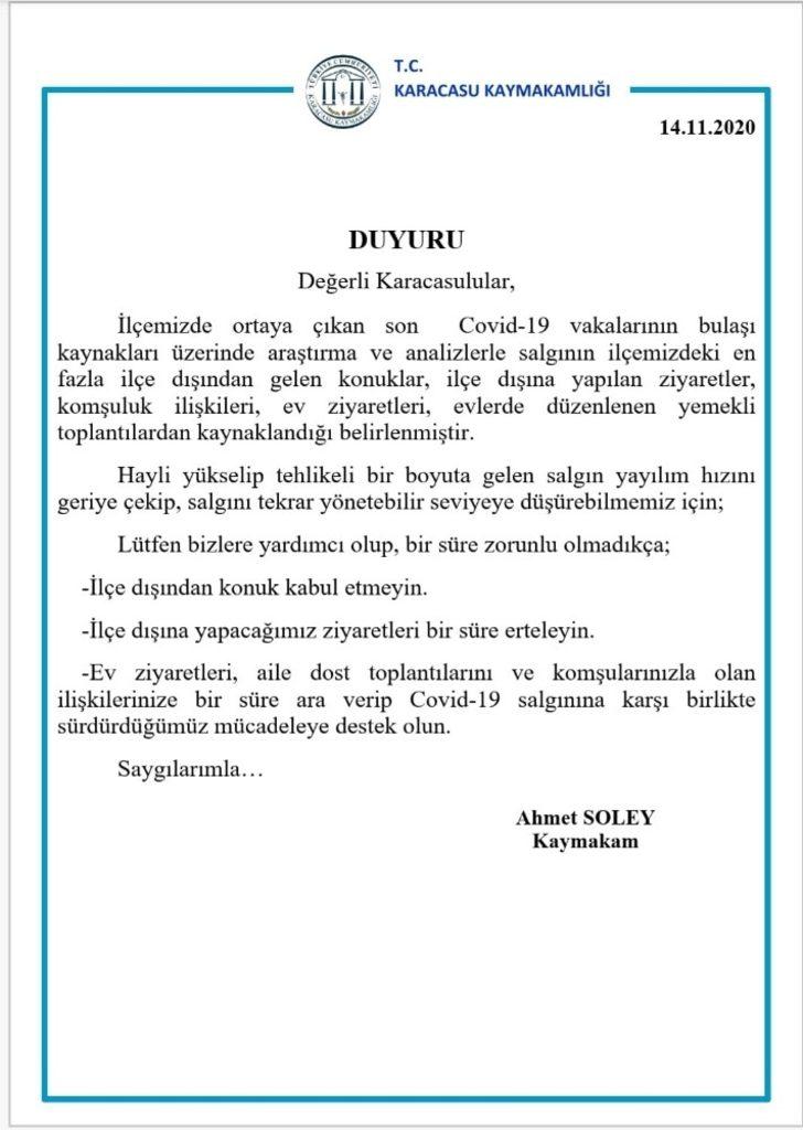 Karacasu Kaymakamlığı’ndan ’misafir’ uyarısı G3