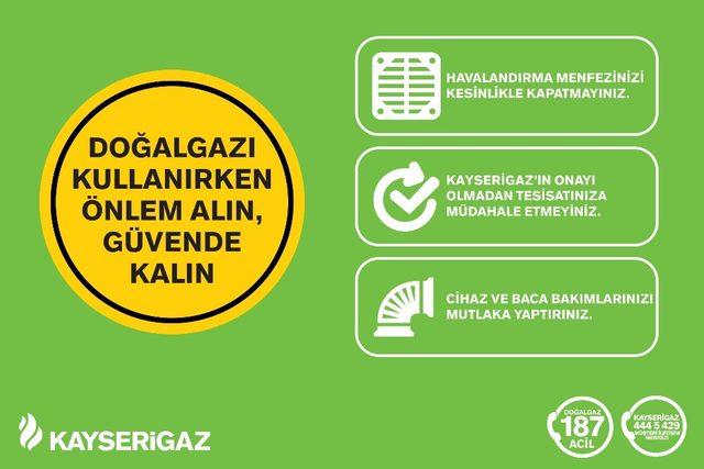 Kayserigaz, güvenli doğal gaz kullanımı için abonelerini bilgilendirdi