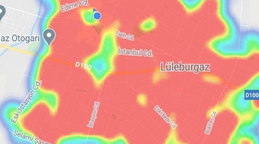 O ilçe tamamen kızardı