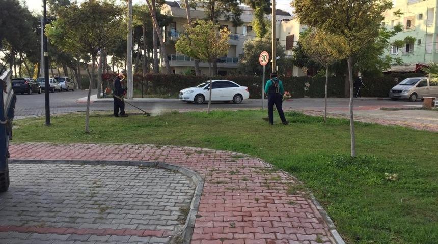 Didim&rsquo;de yeşil alanlarda bakım &ccedil;alışmaları s&uuml;r&uuml;yor