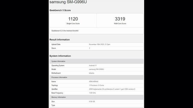 Samsung Galaxy S21 benchmark