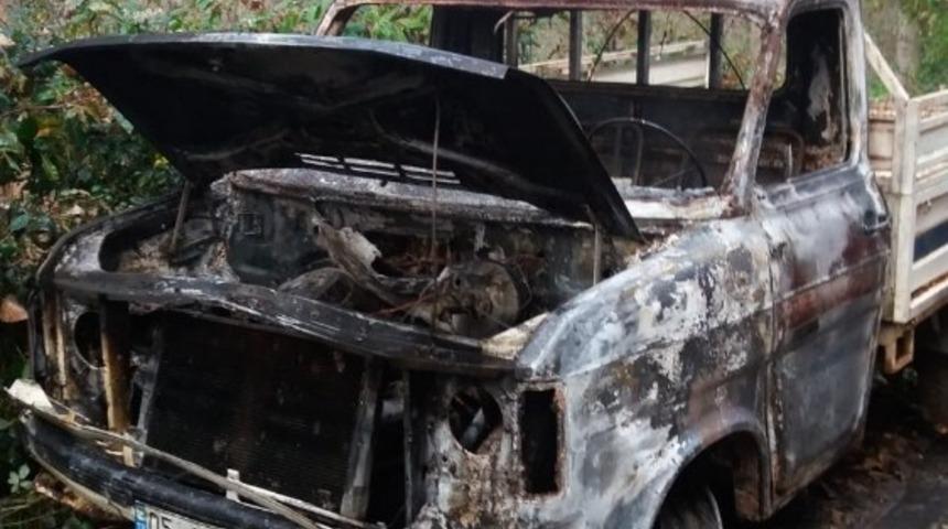 Samsun&rsquo;da kamyonet yangını