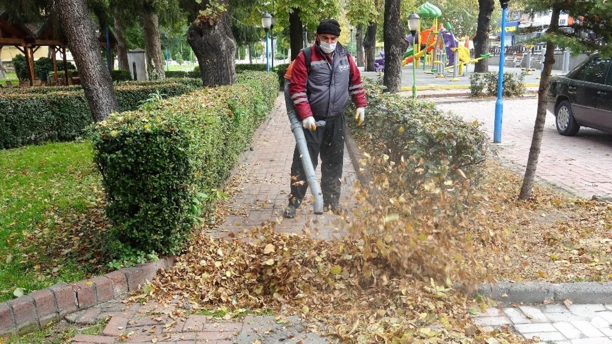 Temizlik ekiplerinin &ldquo;yaprak" mesaisi kolaylaştı