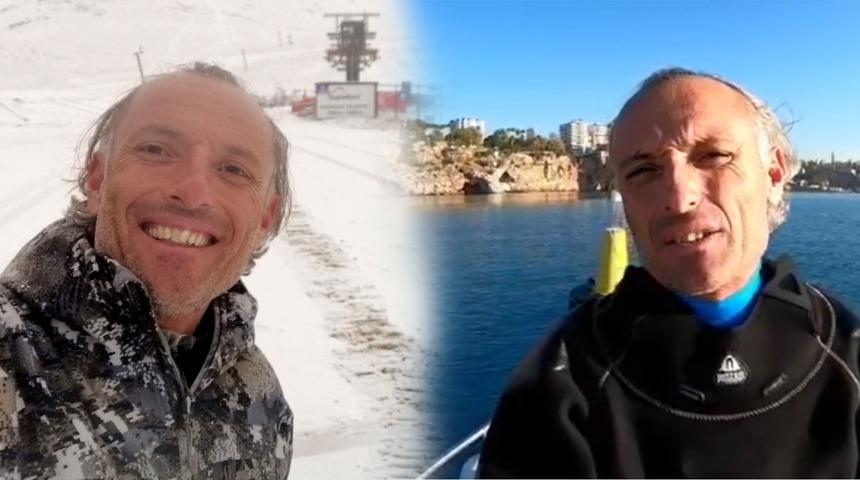 Antalya'da ilginç görüntü: Bir gün arayla deniz ve kar keyfi