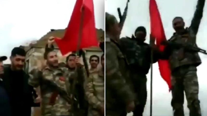 Azerbaycan ordusu Türk bayrağını Karabağ’a dikti