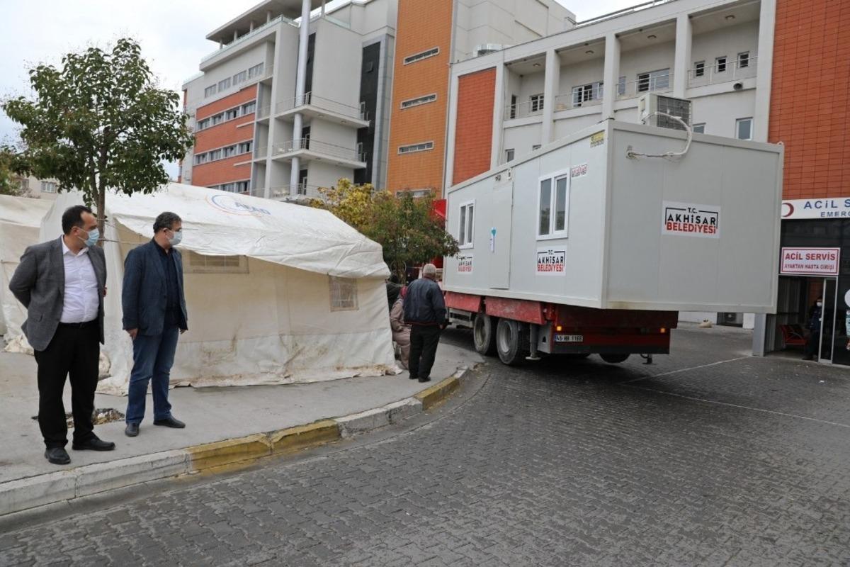 Akhisar Belediyesi&rsquo;nden korona vir&uuml;s tespit merkezine konteyner desteği
