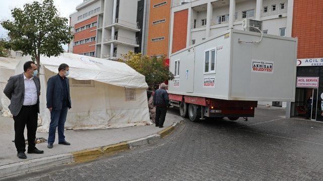 Akhisar Belediyesi’nden korona virüs tespit merkezine konteyner desteği