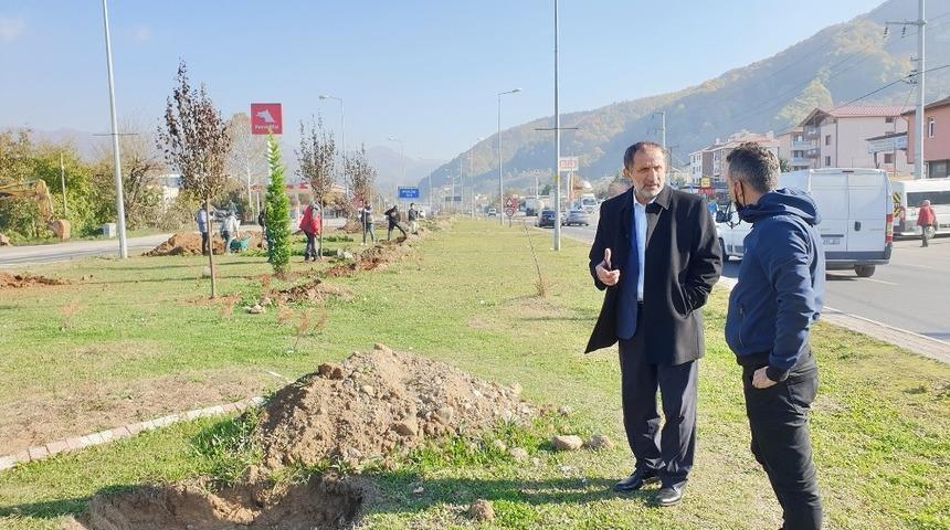 D&uuml;zce D-100&rsquo;de peyzaj d&uuml;zenlemesi s&uuml;r&uuml;yor