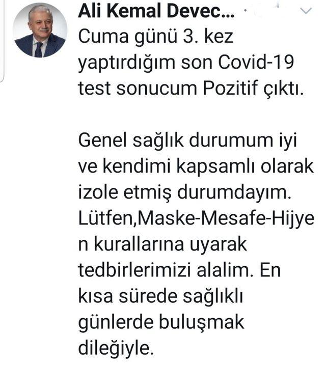 Burhaniye Belediye Başkanı Deveciler’in korona testi pozitif çıktı