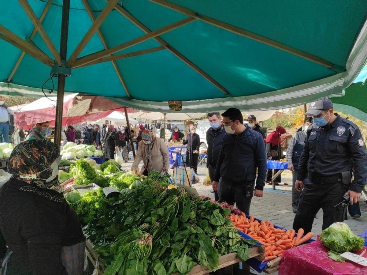 Manyas&rsquo;ta pazarda yaş ve korona denetimi