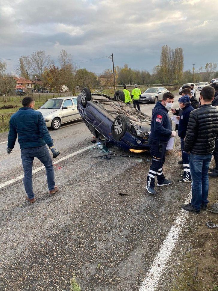 Refüje çarptı takla attı; 1 yaralı G2