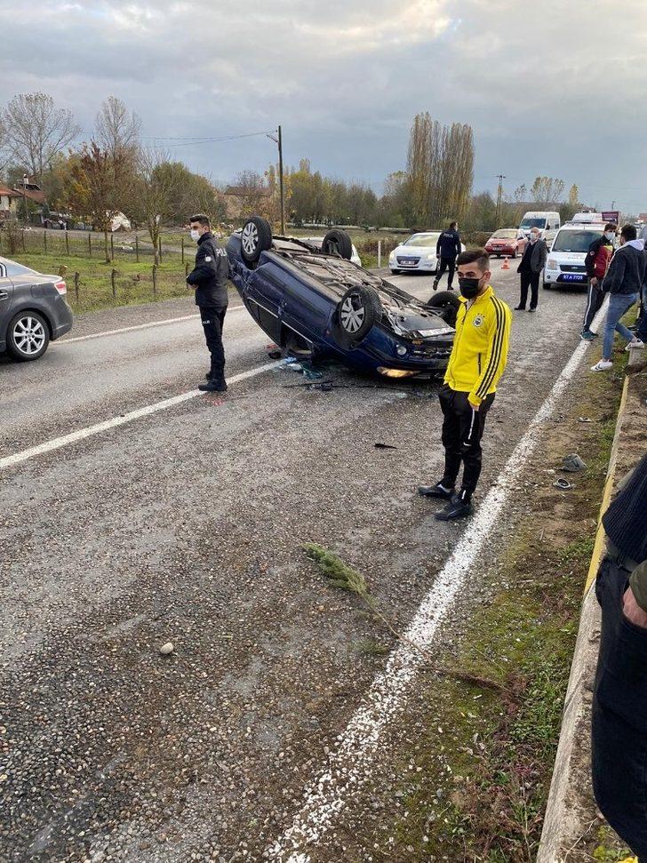 Refüje çarptı takla attı; 1 yaralı G3