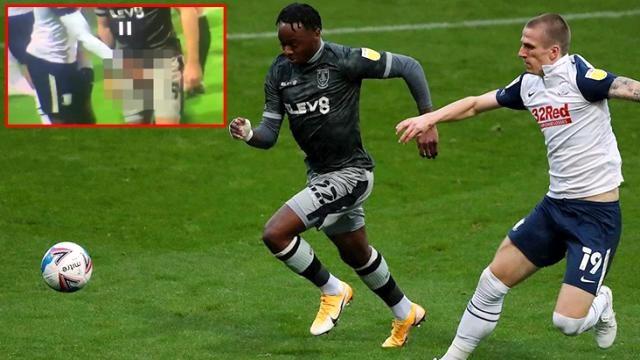 Darnell Fisher'den maçta şok haraket! Callum Paterson'ın cinsel organına iki kez elledi