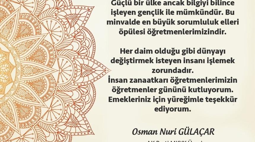 AK Parti Milletvekili Gülaçar’dan Öğretmenler Günü mesajı