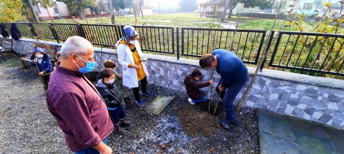 Şehit olan &ouml;ğretmenler anısına fidan diktiler