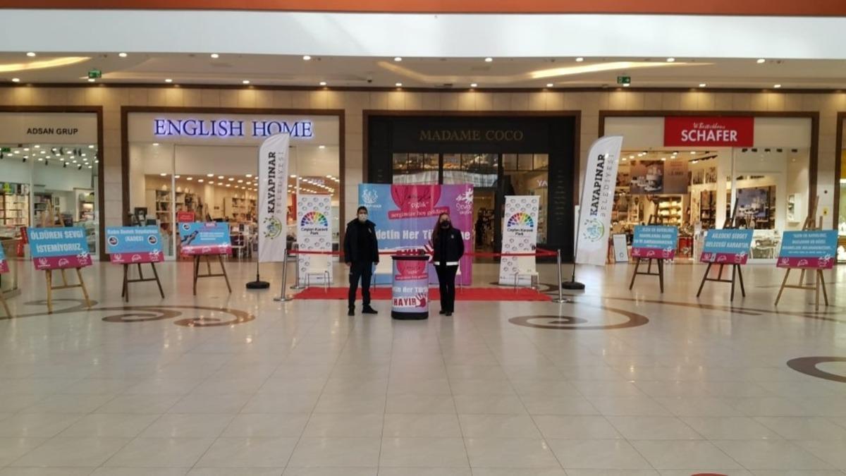 Ceylan Karavil Park AVM&rsquo;de kadına y&ouml;nelik şiddete karşı sergi