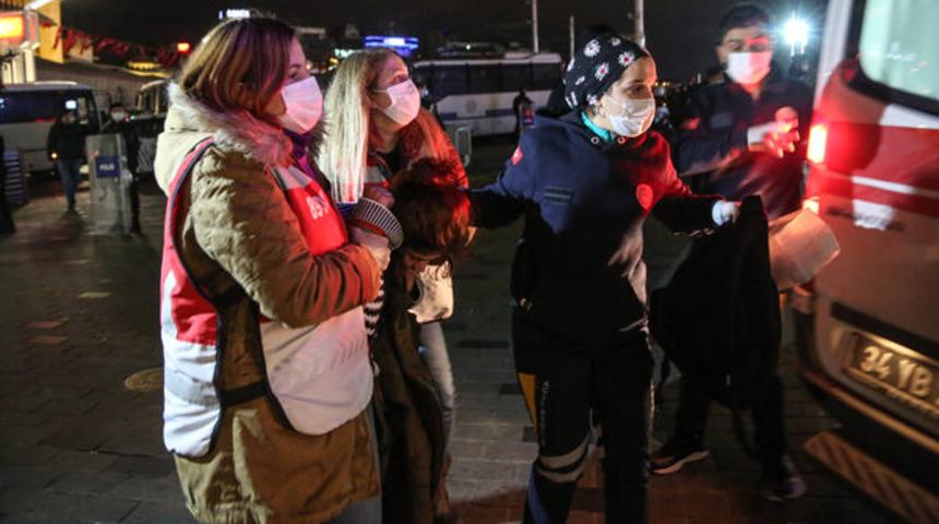 Taksim'de kadına şiddete karşı eylem! Arbede yaşandı