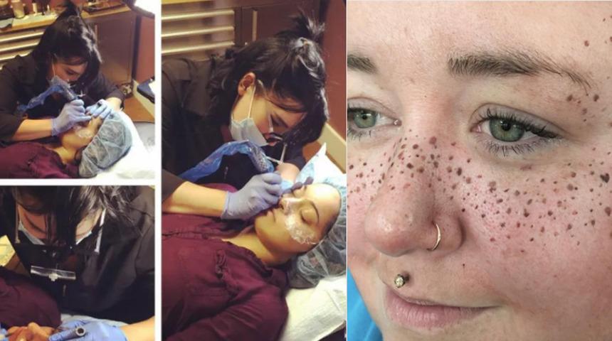 Ne diyeceğimizi şaşırdık! Son zamanların yeni trendi y&uuml;ze &ccedil;il d&ouml;vmesi