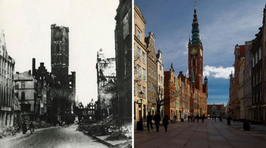Savaş Sırasında %90'ı Yıkılan ve Polonyalılar'ın Yeniden İnşa Ettiği Gdańsk Şehri