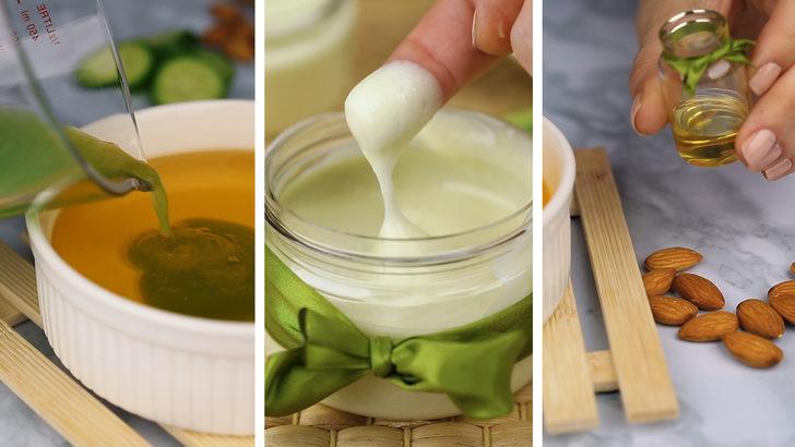 Suyun katı hali salatalıktan v&uuml;cut nemlendirici yapımı