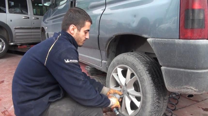 Kış lastiği yoğunluğu başladı