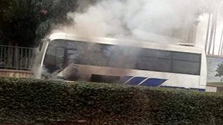 Halk otobüsünde korkutan yangın! Bir anda alev aldı