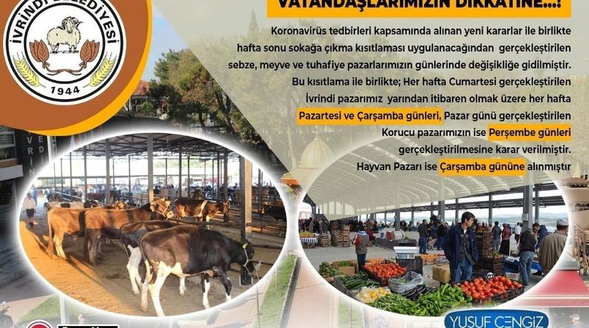 İvrindi&rsquo;de pazar yerlerinin g&uuml;nleri değişti