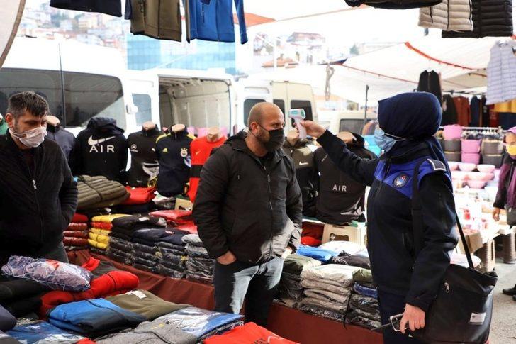 Ekipler pazarda HES kodu ve ateş ölçümü yaptı G4