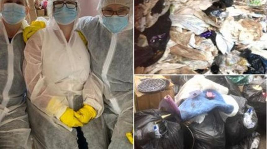 Depresyonla mücadele eden kadının evinden 30 ton çöp çıkarıldı