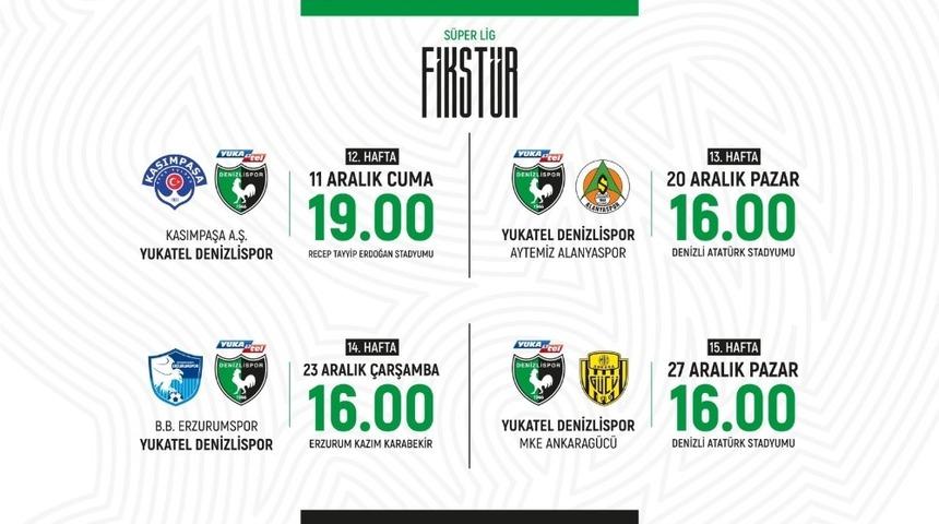 Denizlispor&rsquo;un 4 haftalık ma&ccedil; tarihleri belli oldu