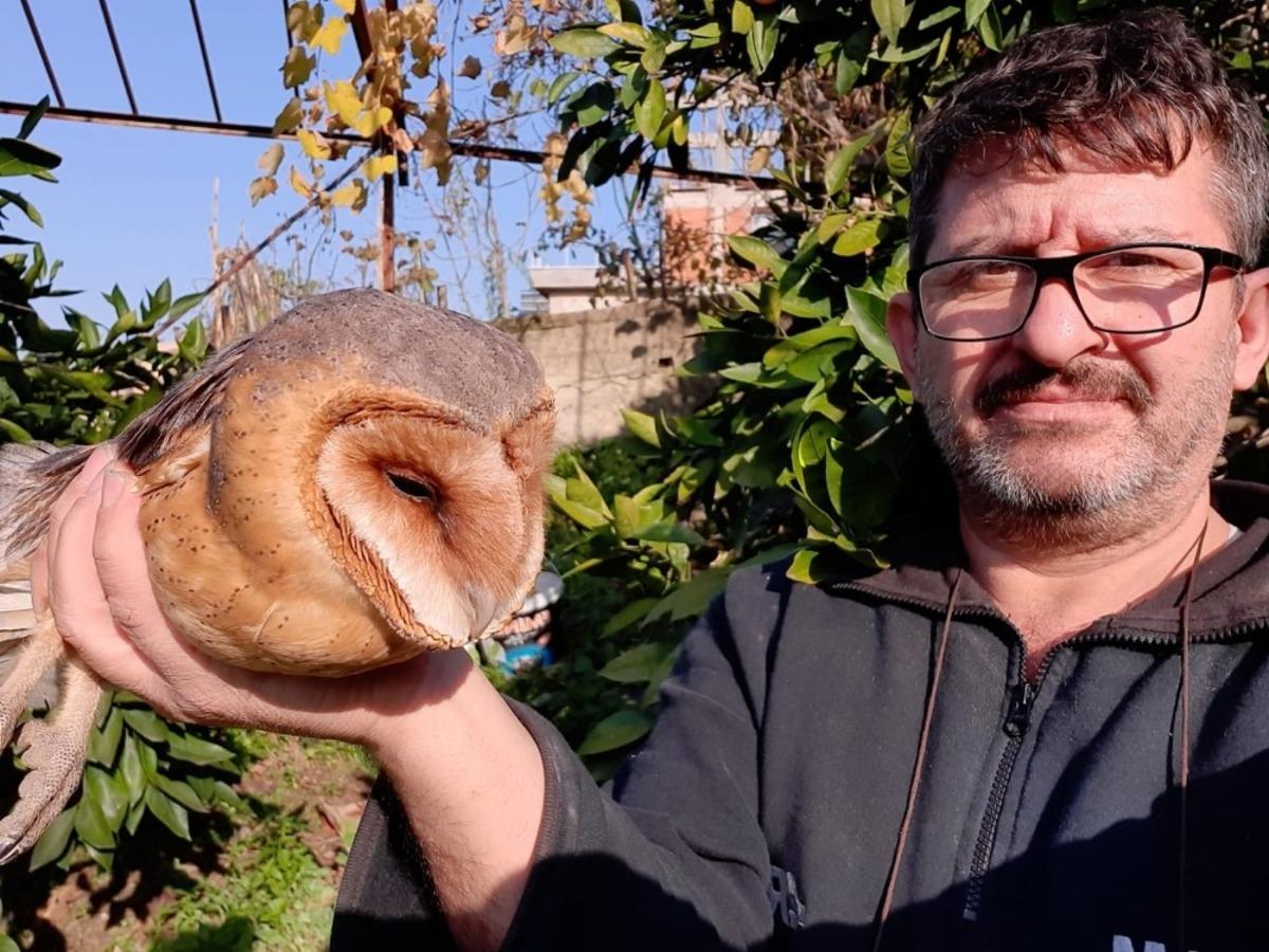 Yaralı bulduğu nadir g&ouml;r&uuml;len baykuşun tedavisini yapıyor