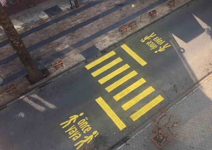 Salihli’de yaya geçitleri ve önce yaya ikonları yenilendi G4